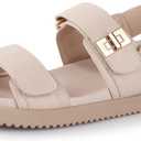 Ankis Flat Sandals for Women - Women's Flat Sandals Comfort Adjustable Front Strap and with a Back Strap Women Summer Sandals 8.5 Size