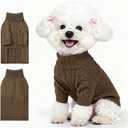Small Dog Thermal Pullover Sweater, Classic Turtleneck Cable Knitwear Dog Clothes for Cold Weather Warm Pet Clothes for Chihuahua, Bulldog, Dachshund, Pug Tan Medium (Brown(Order One Size Up))