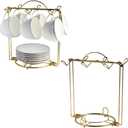HOHIYA 2 Pcs Tea Cup Display Rack Saucer Stand Holder Teacup for China Coffee Mug Organizer Taiwan Made Gold