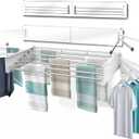 MODERN-X Wall Mounted Clothes Drying Rack with 6 Swivel arms, 35Wide, 26 Linear ft of Laundry Drying Rack Space, 6 Collapsible Aluminum rods, 2X Drying Capacity, Space Organizer Holds up to 60lbs