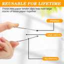 Jetec 200 Pcs 1.6in/41mm Metal White Binder Clips Bulk Medium Reusable Fold Back Binder Clips Paper Clamps Spring Steel Sturdy for Home School Office Supplies
