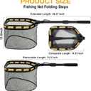 PLUSINNO Floating Fishing Net for Steelhead, Salmon, Fly, Kayak, Catfish, Bass, Trout Fishing, Rubber Coated Foldable Landing Net with Fixed or Telescoping Pole Handle, Fishing Gear and Gifts for Men, Large