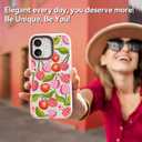 for iPhone 17 Case Cute - Durable Shockproof 6.6 ft Drop Impact Phone Case - Funny Plaid Cherry Design (6.3") Glitter Pink