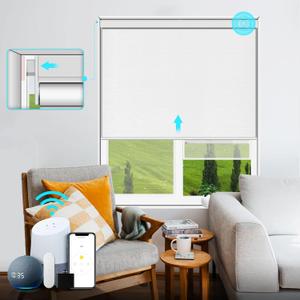 Motorized Blinds No Drill Automatic Blinds for Windows Cordless Roller Shades Electric Blinds with Remote Control Smart Blinds (White, 36 x 72)