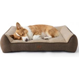 Bedsure Orthopedic Dog Bed Medium Size Dog - Extra Thick Supportive Medium Dogs Beds with Waterproof Washable Cover, Comfort Pet Bed Sofa with Soft Plush Sherpa and Nonskid Bottom, Brown, 35"