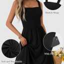 HUHOT Women's Summer Casual Square Neck Dress with Pocket Cute Sleeveless High Waist A-line Sundress Midi Dresses 2026 (Blue, M)