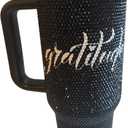 40 Oz Bling Rhinestone Gratitude Tumbler with Straw and Handle  Leak-Proof Double Wall Stainless Steel Cup  Vacuum Insulated, Reusable for Hot & Cold Drinks, Stylish Gift For Women Or Back-To-School