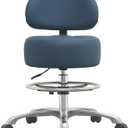 Adjustable Rolling Shop Stool with Back Support - Heavy Duty Kitchen Stool with Wheels for Salon, Spa, Massage, Tattoo, Esthetician - Extra Thick for Comfort