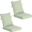 Outdoor Deep Seat Cushions Set of 2, 20x20 Inch, Sage Green | 4" Thick, 1500+ Hours UV & Fade & Water Resistance, Removable Covers, 35D Resilience Foam, YKK Zippers for Patio Furniture, L20"x W20"x H4"