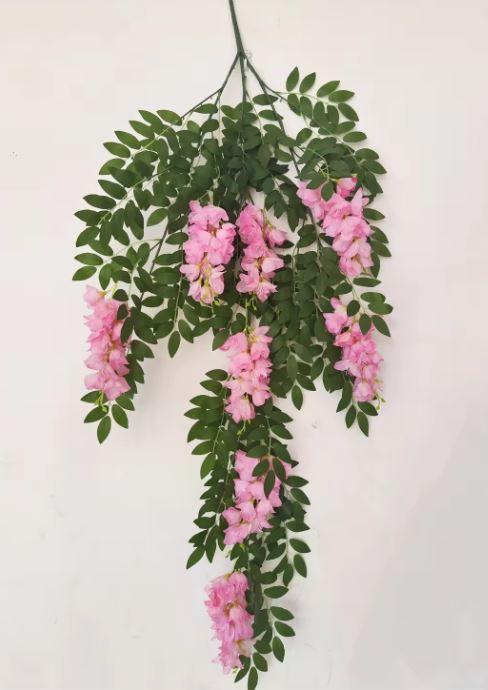 A-541 Artificial Silk Flowers Vine Wisteria Wedding Decor Ceiling Hanging Flowers White Wisteria Vine