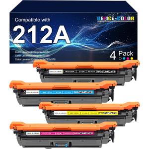 4 Pack Replacement for HP 212A Toner Cartridges Works with HP Color Laserjet Enterprise M555, Laserjet M554 Series, Color Laserjet MFP M578 Series Printer Ink (Black,Cyan,Magenta,Yellow) (212A/W2120A-4PK)