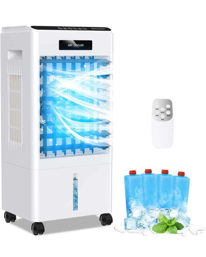 Portable Air Conditioners, 3-IN-1 Evaporative Swamp Air Cooler 8L, Windowless Portable AC with Remote, Fast Cooling, 7H Timer, Oscillation 90, 3 Modes Air Conditioner Portable for Room Bedroom(Black)