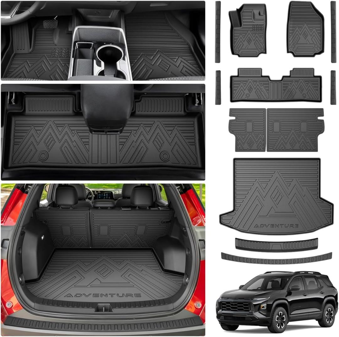 Equinox Floor Mats - Car Mats for 2025 2026 Chevrolet Equinox Gas (Not for EV) & GMC Terrain, All Weather Floor Mat & Cargo Liner & Door Sill Guards for Equinox Accessories, Heavy Duty Waterproof