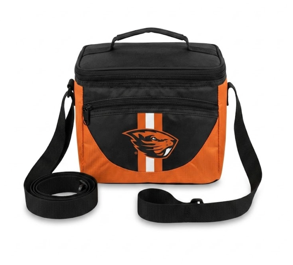 Heat sealed, leak-proof lining
Comfortable shoulder strap for easy carrying
Holds 24 cans plus ice
Additional front zipper pocket
Features sporty contrasting accents
Embroidered team logo
Includes an attached bottle opener
Dimensions: 12.25 x 8 x 12.