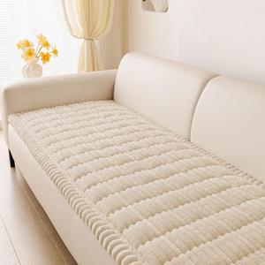 hyha Couch Covers for Dogs Washable, Non Slip Plush Dog Sofa Protectors, Fuzzy Pet Couch Covers for 3 Cushion Sofa Pet Friendly (Apricot, 27.6" x 70.9")