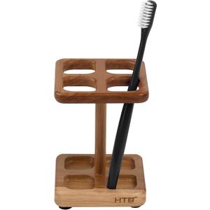HTB Toothbrush Holders for Bathrooms,Teak Toothbrush Organizer Storage for Countertop,Tooth Brush Stand for Makeup Brush,Razor,Bathroom Accessories