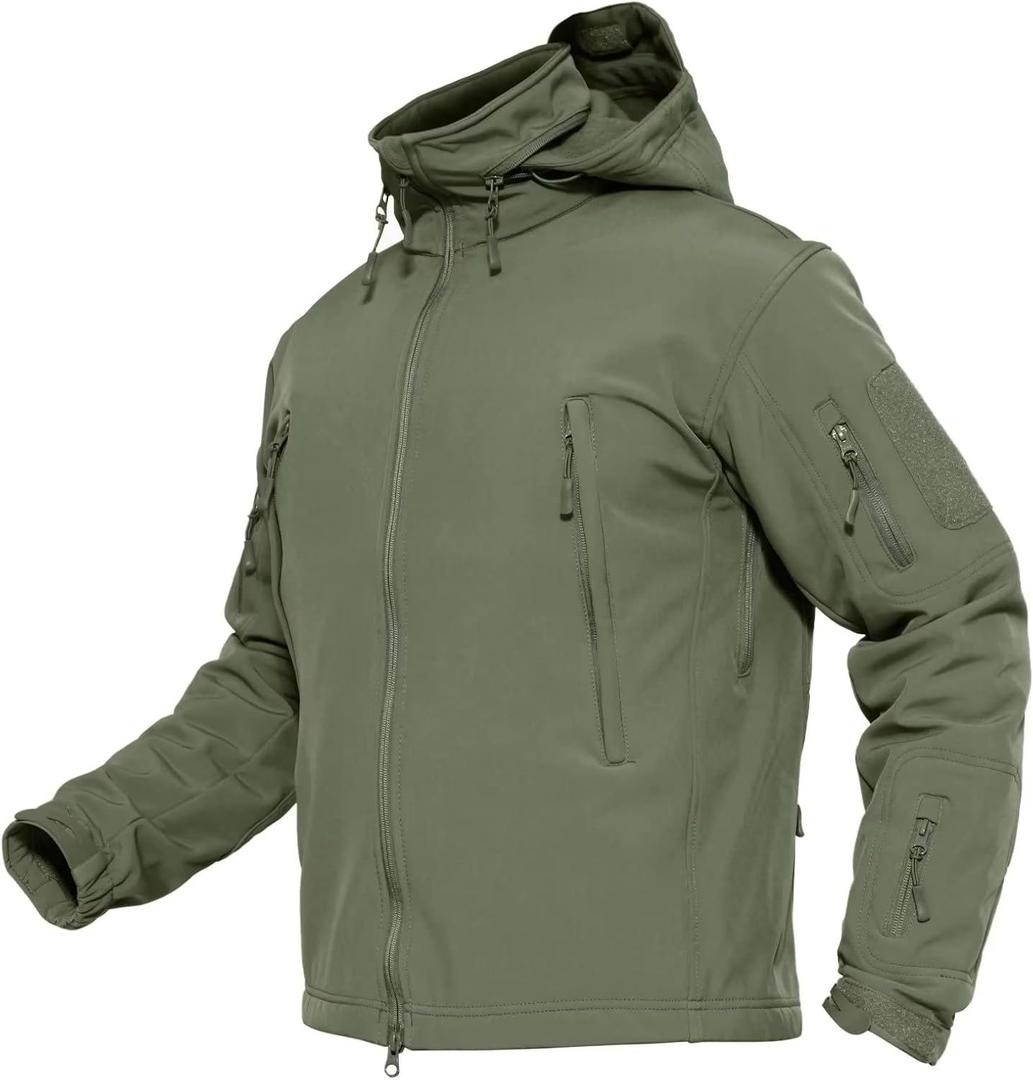 MAGCOMSEN Men's Tactical Jacket Winter Snow Ski Jacket Water Resistant Softshell Fleece Lined Winter Coats Multi-Pockets