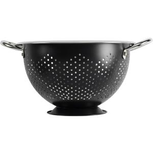 GoodCook Colander Premium Stainless Steel Construction with Handles and Elevated Pedestal Foot, 5-Quart, Black