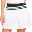 IBL LiveShine Golf Skorts for Women, Pleated Tennis Skirts Inner Shorts with Pocket Ringer Waist Casual Activewear (White, M)