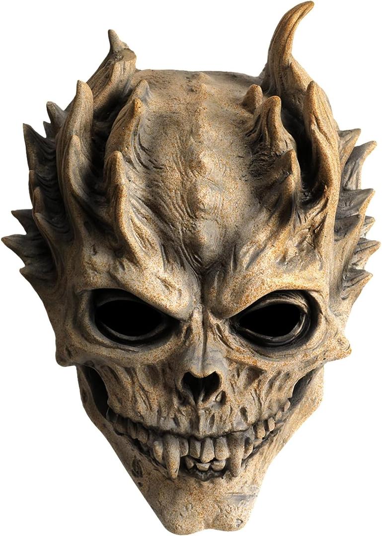 Pigmiss scary Mask Full Head Latex Scary Devil Mask Creepy Hexagon Grey Demon Face Mask Halloween Adult Cosplay Costume Props
