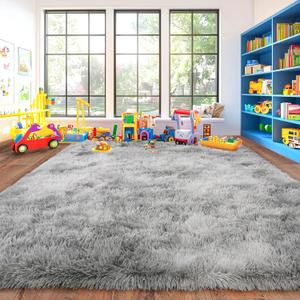 Ultra Soft Fluffy Rugs for Bedroom, Anti-Skid Indoor Carpet Nursery Rugs for Kids Room Home Decor, Rectangular Fuzzy Rug Tie-Dyed Light Grey 4x6 Feet Ultra Soft Fluffy Rugs for Bedroom, Anti-Skid Indoor Carpet Nursery Rugs for Kids Room Home Decor, Rectangular Fuzzy Rug Tie-Dyed Light Grey 4x6 Feet
