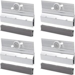 4 Pcs Frameless Shower Door Top Bracket Roller Assembly, 3/4" Ball Bearing Wheel, Adjustable Aluminum with Glazing Vinyl for Safe & Stable Glass Fit