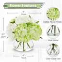 Hollyone White and Green Peonies Artificial Flowers with Vase Faux Flowers Peony Fake Flowers Silk Flower Arrangements in Glass Vase with Faux Water for Bathroom Table Centerpiece Shelf Home Decor