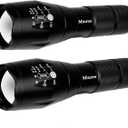 Miuree 2 Pack LED Tactical Flashlight Water Resistant Military Grade 2000 Lumens 5 Modes Zoom Function Ultra Bright Torch