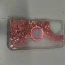 Silverback for iPhone 16 Case, Moving Liquid Holographic Sparkle Glitter Case with Kickstand, Girls Women Bling Diamond Ring Protective Case for iPhone 16 - Pink