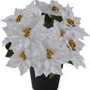17" Poinsettias Artificial Christmas Flowers 11 Heads Fake Poinsettia Plants for Home Porch Garden Office Indoor Outdoor Christmas Winter Decorations White