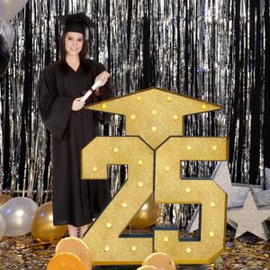 4.5FT Gradution Decorations Class 2025, Big Matte Gold Light up Marquee Numbers 25,for Preschool High School College Graduation Decorations Pre-cut Foam Board (Split Type)