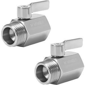 M MINGLE Garden Hose Shut Off Valve, Heavy Duty 304 Stainless Steel, 3/4 Inch, 2-Pack with 2 Hose Washers