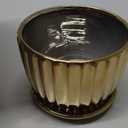 Ton Sin Gold Plant Pots,4.1+5.1+6.5 Inch Ceramic Succulent Planters Set of 3 Mini Indoor Flower Pot with Drainage,Handmade Decorative Ceramic Orchid and Herb Pots(Gold)