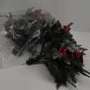 Admired By Nature 10 Stem Artificial Holly Leaves Berries Christmas Bush Home Decor, Indoor Floral Arrangement, 2 Pc Set