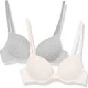Amazon Essentials Women's Push-Up Cotton Bra, Pack of 2 (34DD, Grey Heather/Pearl)