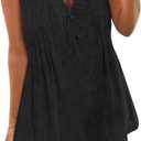 Caracilia Women Oversized Denim Romper Summer Casual V Neck Tie Front Sleeveless Jean Jumpsuits Short Overalls with Pockets (X-Large, Black)
