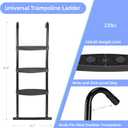 Gardenature Trampoline Ladder, 3-Steps with Horizontal Wide Steps,Universal Hook,Trampoline Stairs, Trampoline Accessories for Kids,Black