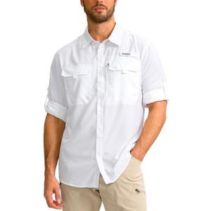 Men's Sun Protection Fishing Shirt with Zipper Pockets Long Sleeve UPF 50+ UV Cooling Shirts for Men Hiking Travel (White, XXXL)