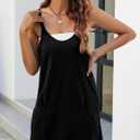 Summer Dress for Women 2026 Hot Shot Mini Romper Dresses Athletic Spaghetti Strap Tennis Dress Built in Shorts (Black, XXL)