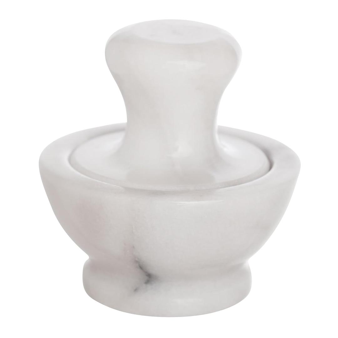 HIC Kitchen Mushroom Mortar and Pestle Set, Solid Carrara Marble, 3.8-Inch, Spice Herb Grinder, Pill Crusher, Nut Butter Maker