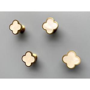 Solid Brass Decorative Wall Hooks, Coat Backpack Purse Screw-In Hangers, Wall Mounted Fancy Champagne Gold Hooks (Seashell White 4 Pack)