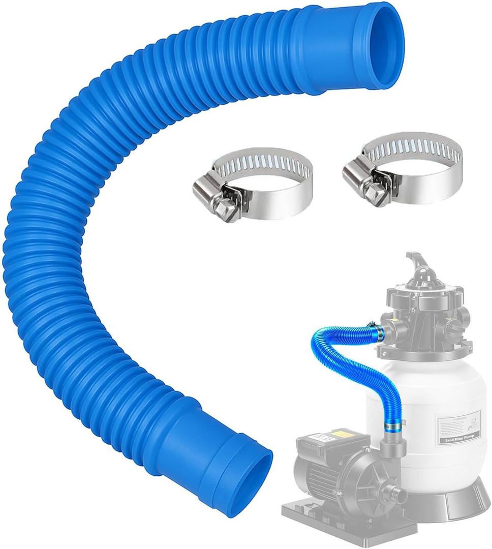Pool Sand Filter Pump Hose - 1.25" Diameter Replacement Hose for Above Ground Pools Compatible with Pump Sand Filter and Saltwater Systems (Blue -1 Pack)