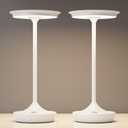 Tpczqj LED Cordless Table Lamp Rechargeable-Portable Battery Operated Lamps, 3 Color Touch Dimming Waterproof Light for Patio/Restaurant/Dining/Outdoor (White2)