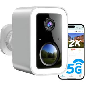2K Security Cameras Wireless Outdoor, Free Cloud Storage, Integrated Spotlight & Siren, AI Motion Detection, 2-Way Audio, 1-6 Months Battery Life, Cameras for Home Security Support 5GHz WiFi, IP66