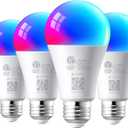 EDISHINE Christmas Light Bulb, Smart Bulbs Work with Apple Home/Alexa/Google Home/SmartThings, RGBTW Color Changing Light Bulb for Christmas Decor, 2.4GHz WiFi Bulb, 800LM 9W, A19, E26, 4PCS