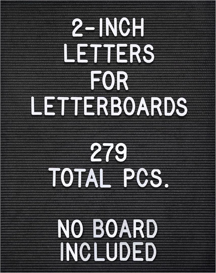 Letter Board Plastic Letters Set 2 Inch, Letter Board Letters Only NO BOARD INCLUDED, White Large Felt Board Letters, Plastic Letters Letter Board, Felt Letter Board Letters Symbols