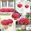 Waipfaru Outdoor Faux Plants Flowers for Outdoor Planters, 4 Large Bundles UV Resistant Artificial Flowers for Outdoors, Realistic Fake Silk Camellia Flowers for Outside Front Door Porch Patio Balcony