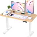 KINGSMITH Electric Height Adjustable Memory Standing Desk, 48 x 24 inch Whole-Piece Desktop Dual Motors Stand up Home Office Ergonomic Workstation (Nature Wood)