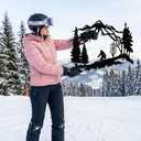 DEKADRON Metal Skier Wall Art, Mountain and Trees Themed Wall Art, Metal Wall Decor, Ski Lover Gift, Home Decoration, Wall Hangings (46" W x 30" H / 117x75 cm)