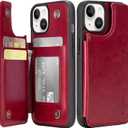 Arae Case for iPhone 14 - Wallet Case with PU Leather Card Holder Back Flip Cover for iPhone 14 6.1 inch - Wine Red
